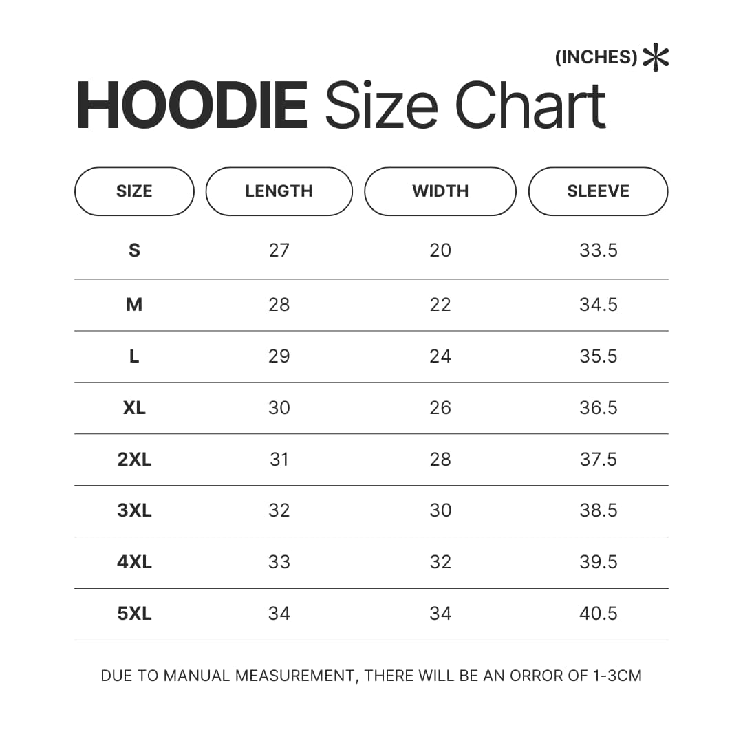 Hoodie Size Chart - Valorant UK Shop