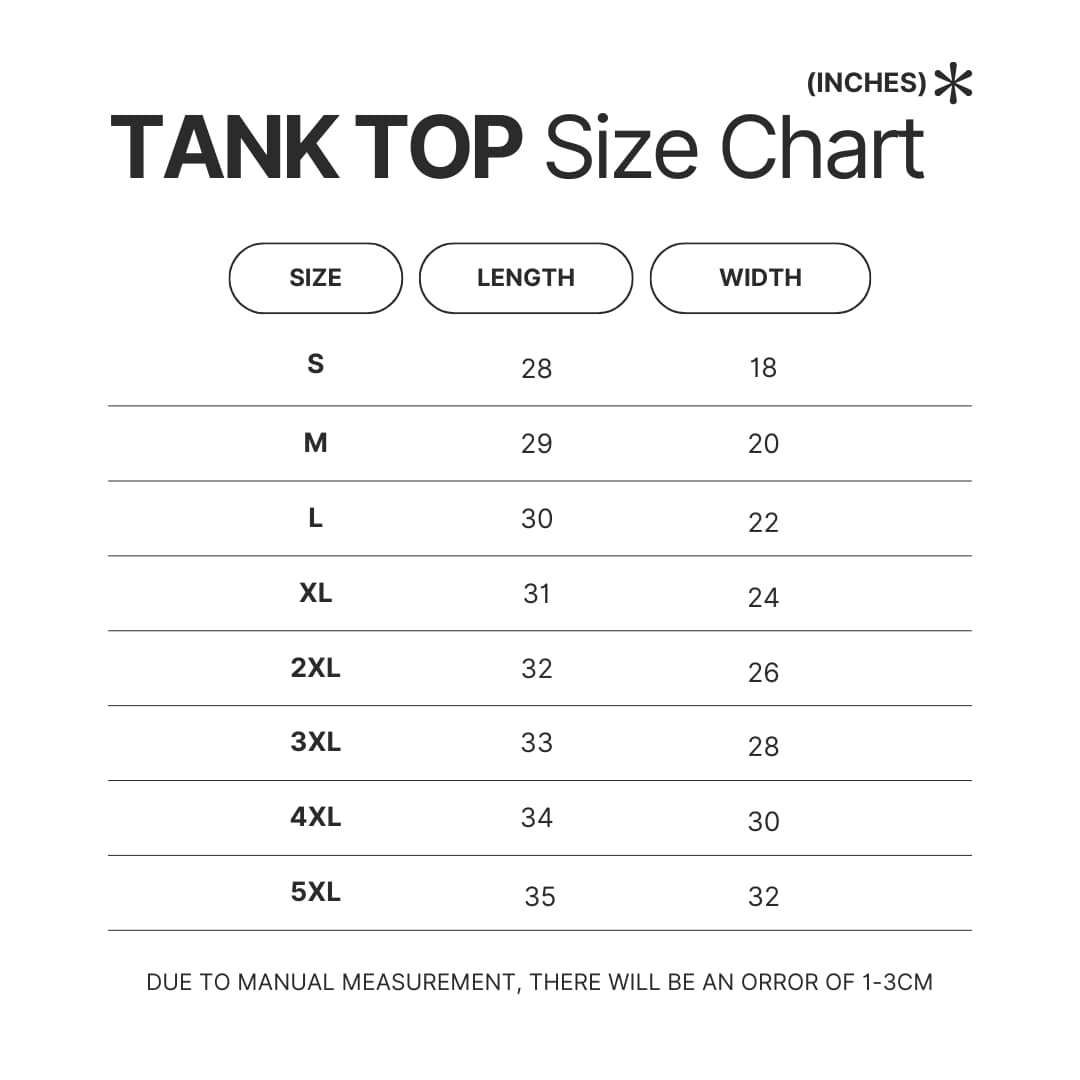 Tank Top Size Chart - Valorant UK Shop