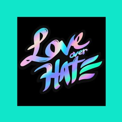 Alternative view of Love Over Hate Spray Tote Bag